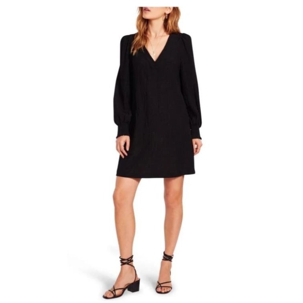 BB Dakota by Steve Madden Ruston Textured Long Sleeve Shift Minidress Black XS